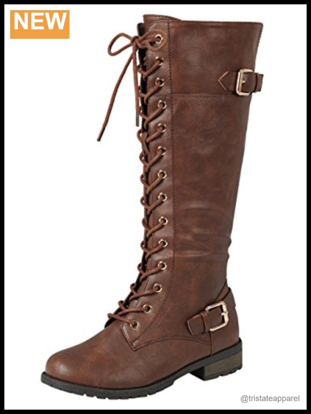Knee High Combat Boots with Lace Up and Bow Detail